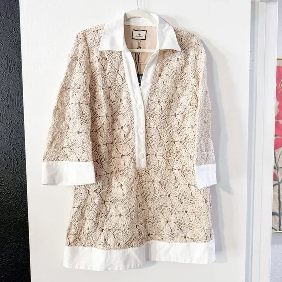 tan crochet collier dress Tuckernuck Tan Crochet Collier Dress Tan Crochet / XXXL
